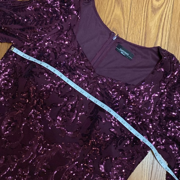 R&M Richards women’s sweetheart sequins evening gown long sleeve burgundy 14W - Picture 11 of 16